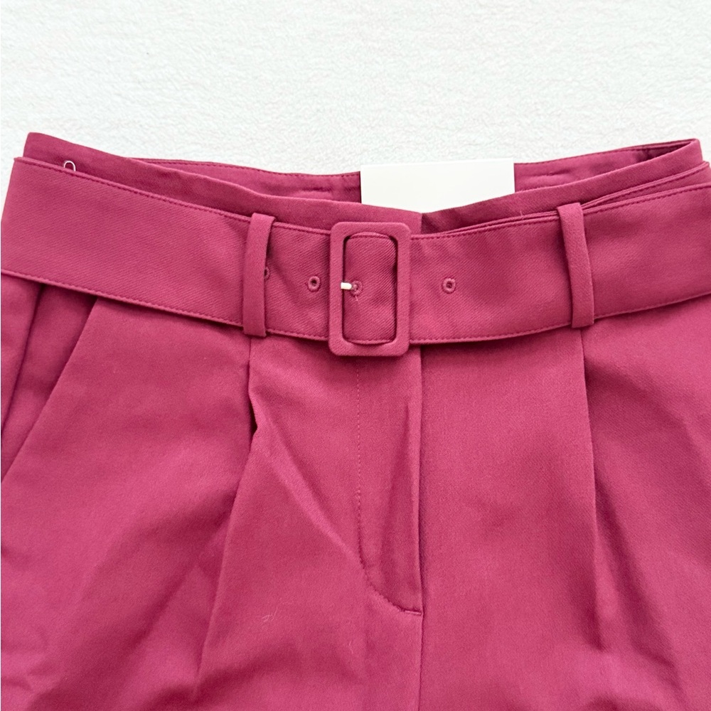 NWT Ann Taylor Petite Belted High Rise Tapered Pants Burgundy Size 0P - Picture 4 of 10
